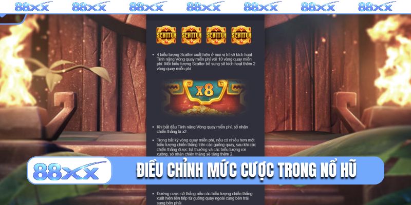 Điều chỉnh mức cược trong nổ hũ Kho báu Aztec
