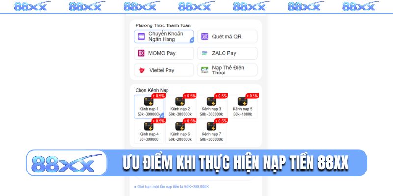 Ưu điểm nổi bật khi thực hiện nạp tiền 88XX
